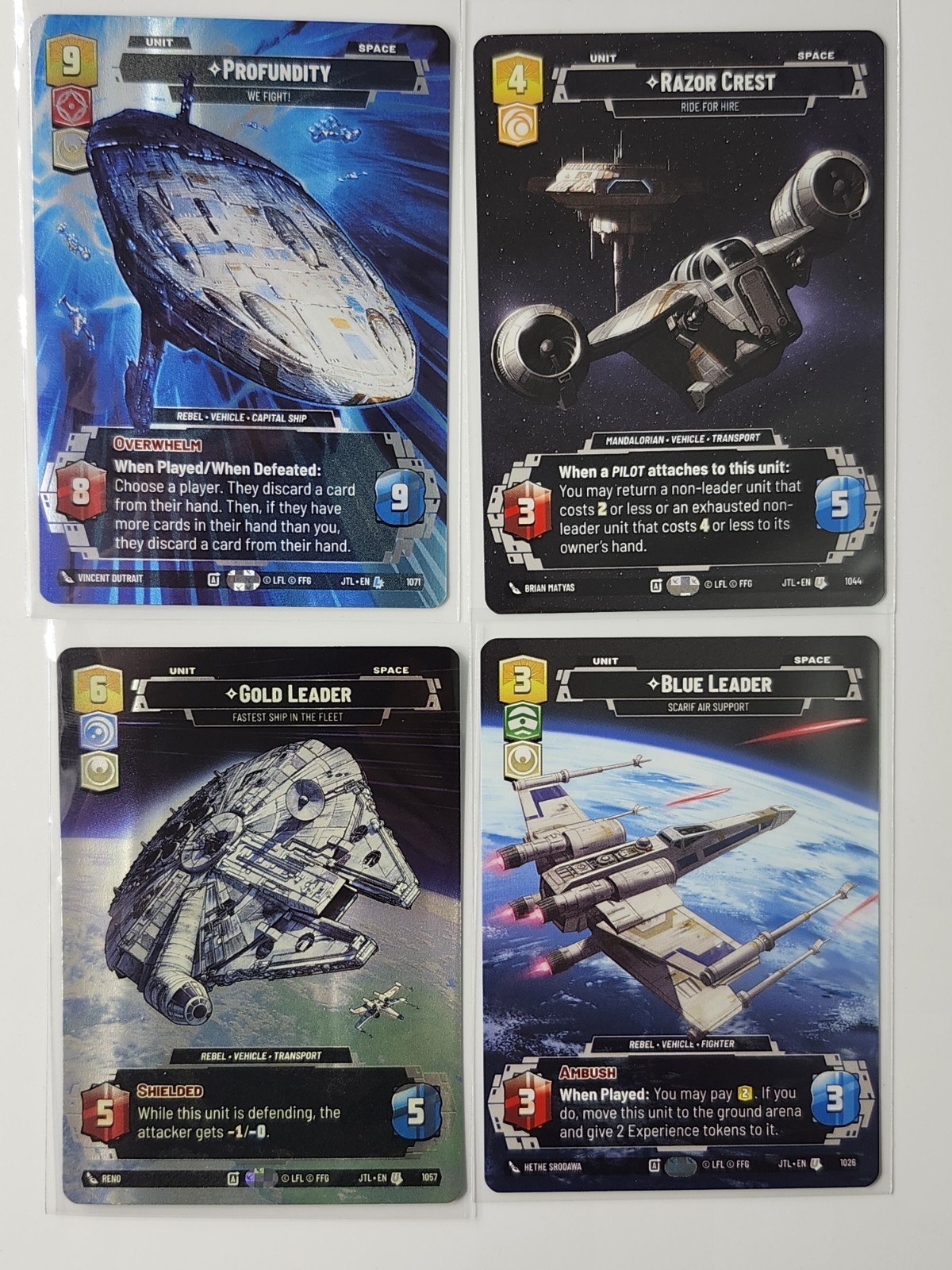Star Wars Unlimited Jump To Lightspeed Prestige Card Lot Of 4 2 Foil 2 Non-Foil