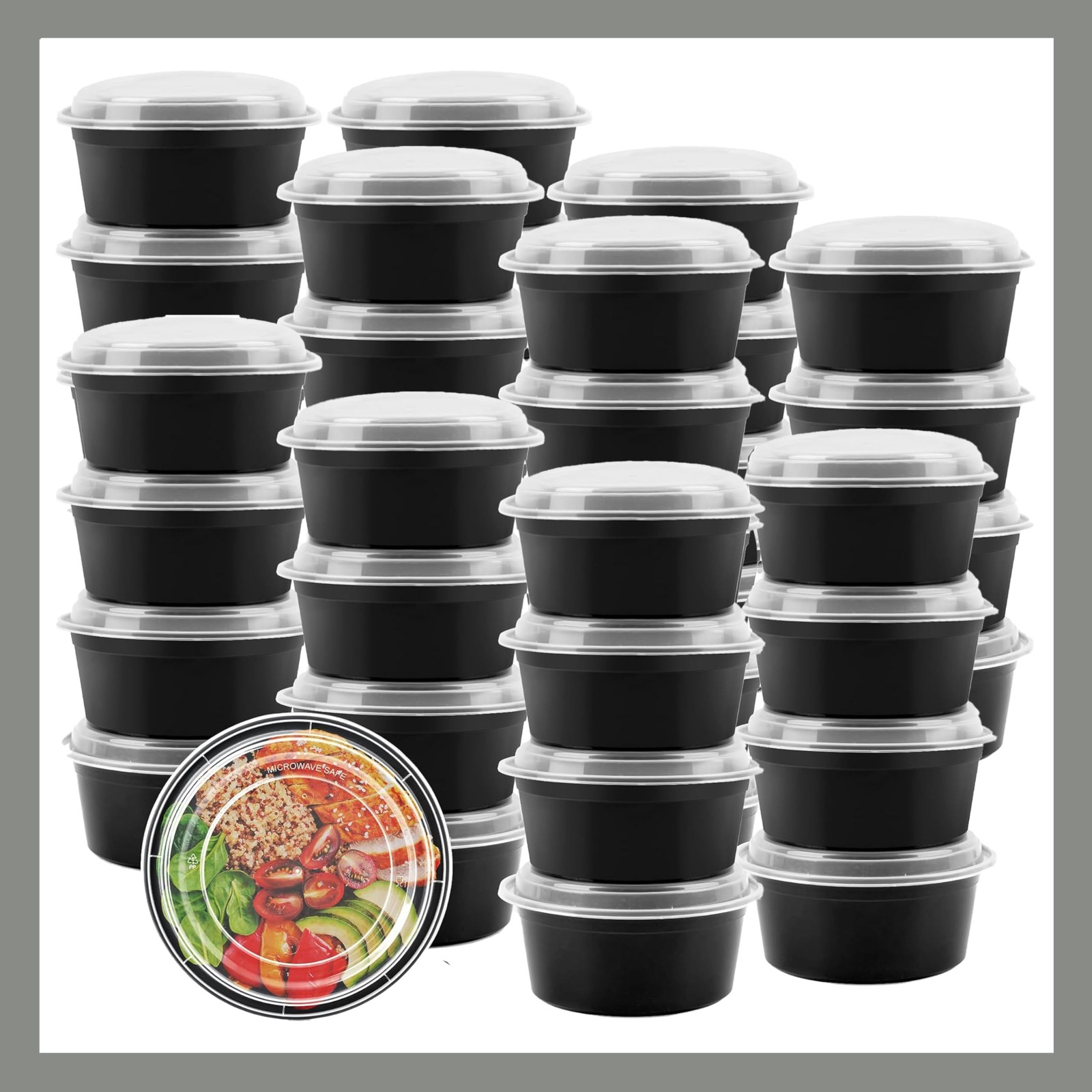 Pokanic Meal Prep Containers Round [30 Set] x [38 oz] with 38 Ounces, 30 Set