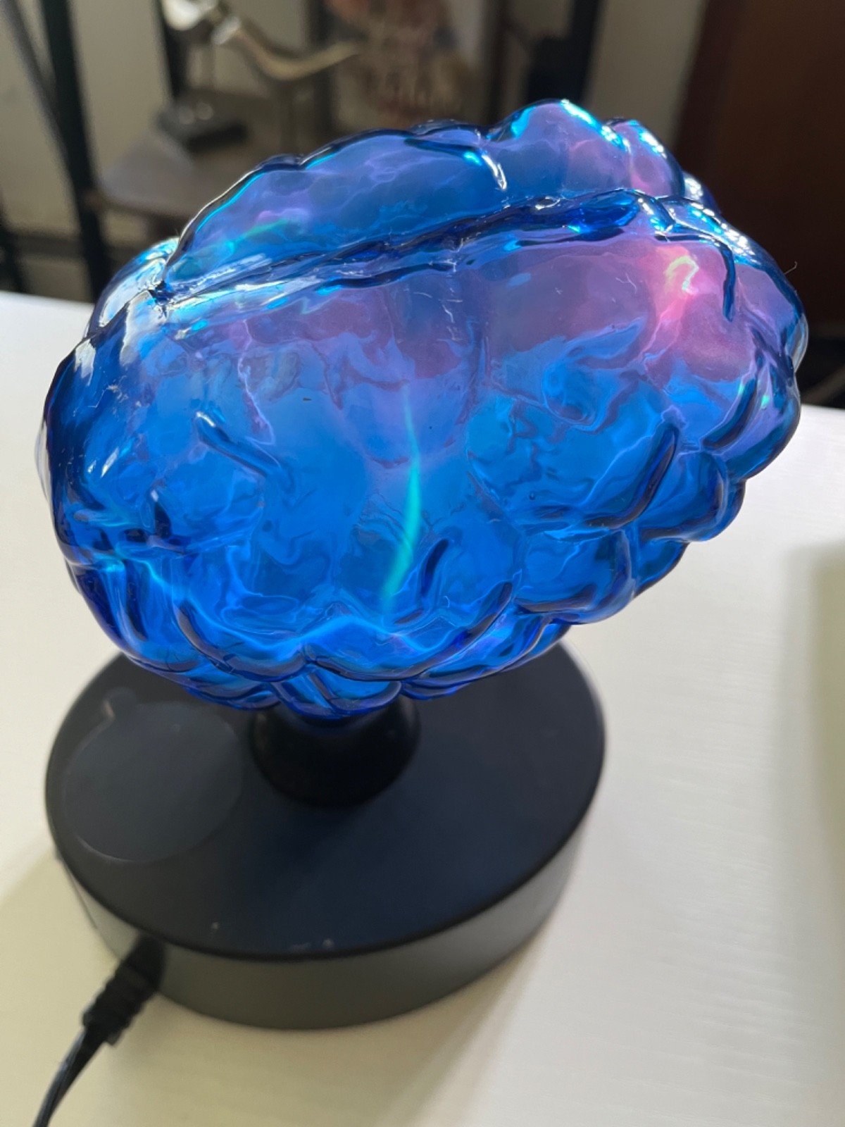 LumiSource Brain Plasma Lamp Light Blue Glass Lightning Lamp Static