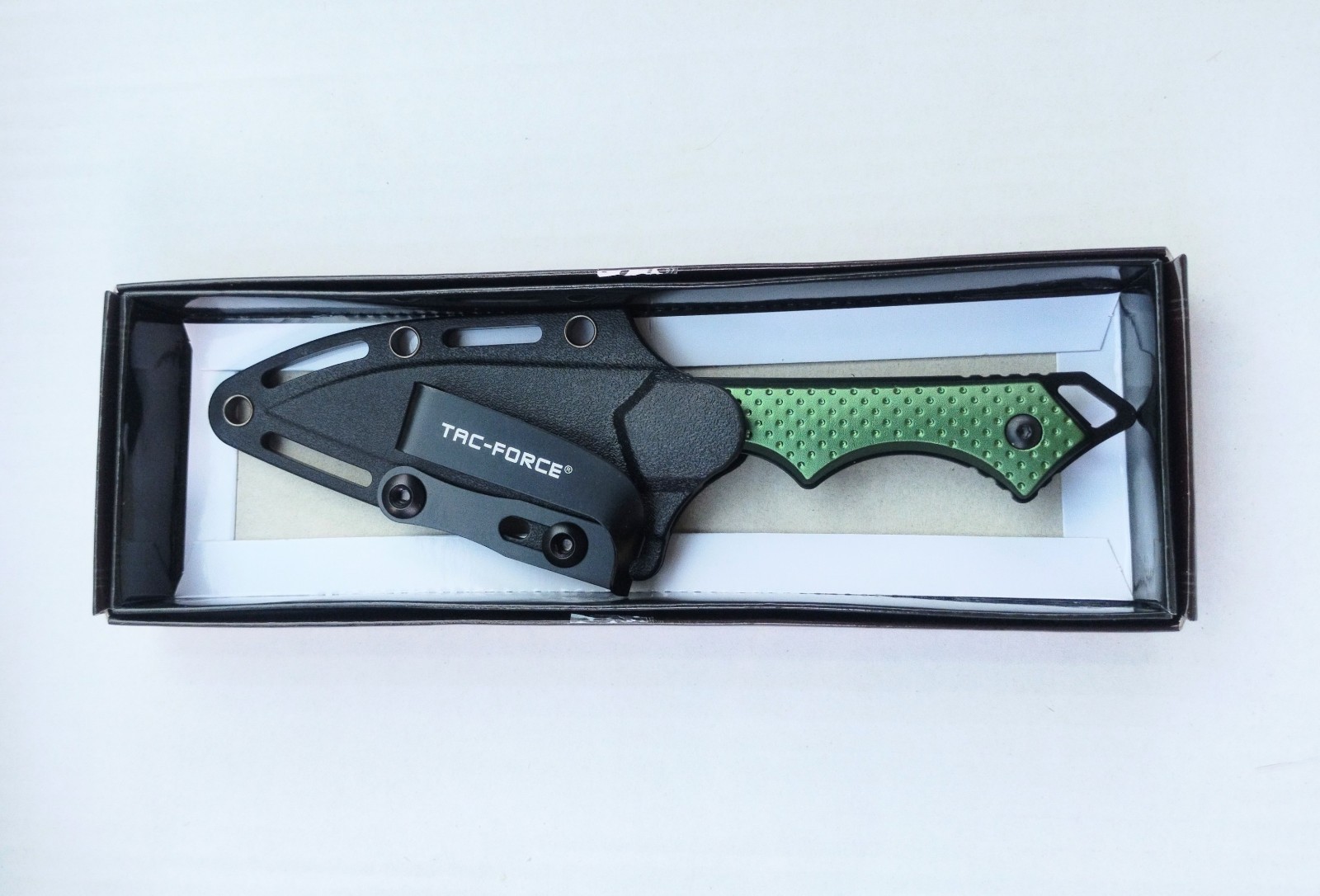 7″ Tac Force EDC Fixed Blade Knife Kydex Sheath Horizontal Carry Green Handle