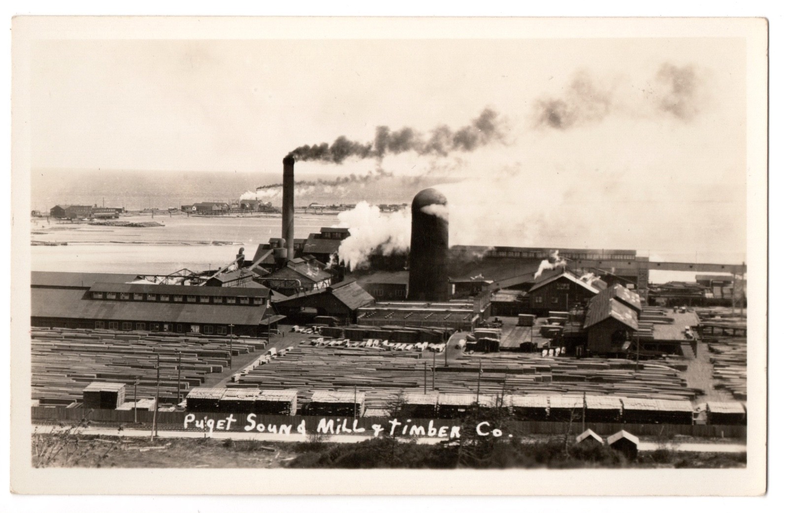 Real Photo Postcard RPPC Puget Sound Mill & Timber Co. Port Angeles Washington