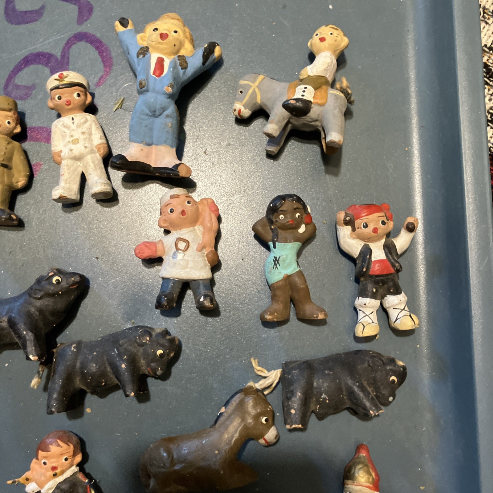 Lot of 20 VTG Spanish Mud People Figurines Terracotta: music, religion, sports