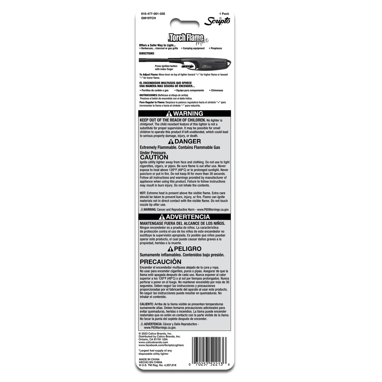 Scripto Multi-Purpose Wind-Resistant Lighter Torch Flame-Calico, HW12CS pck-3