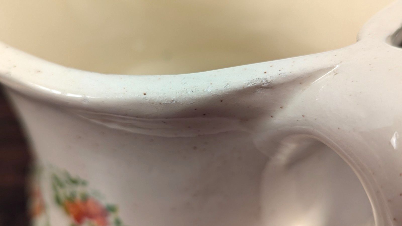 Vintage Strawberry Ceramic Pitcher Speckled Cream Country Farmhouse 7” Unmarked