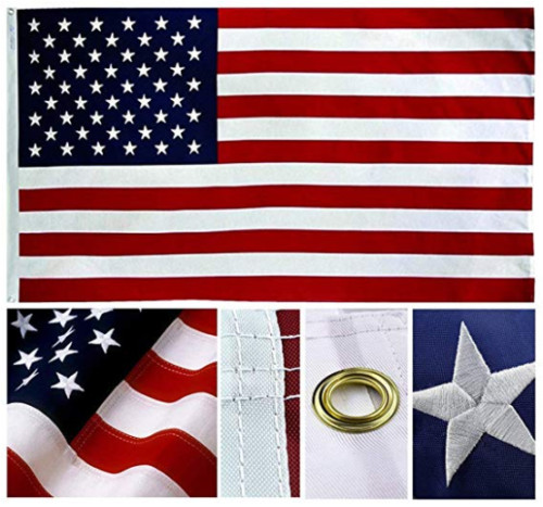 American Flag 3×5′ Heavy Duty Polyester – Made in USA – Sewn Stripes Embroidered