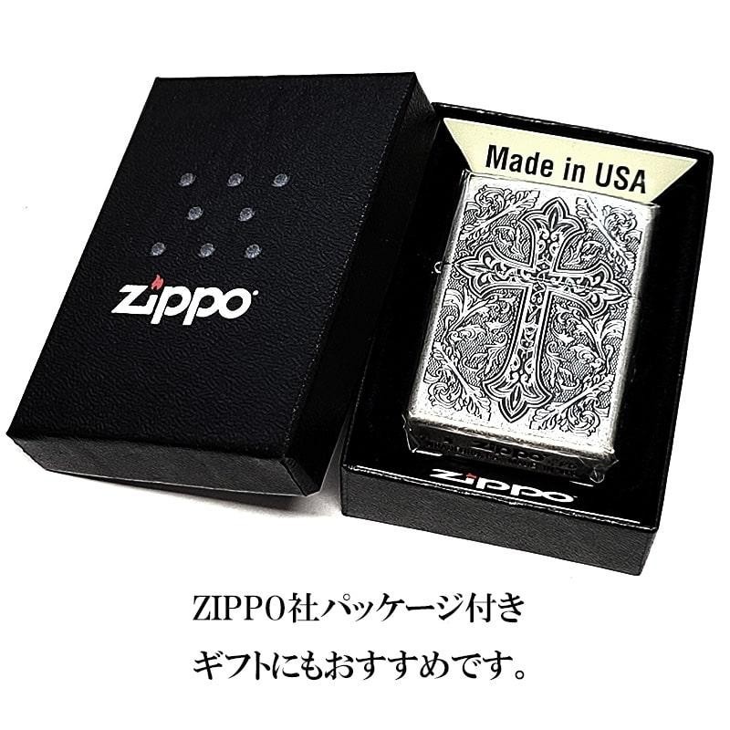 Zippo Arabesque Cross Double-Sided Etched Engraving Silver Regular Lighter