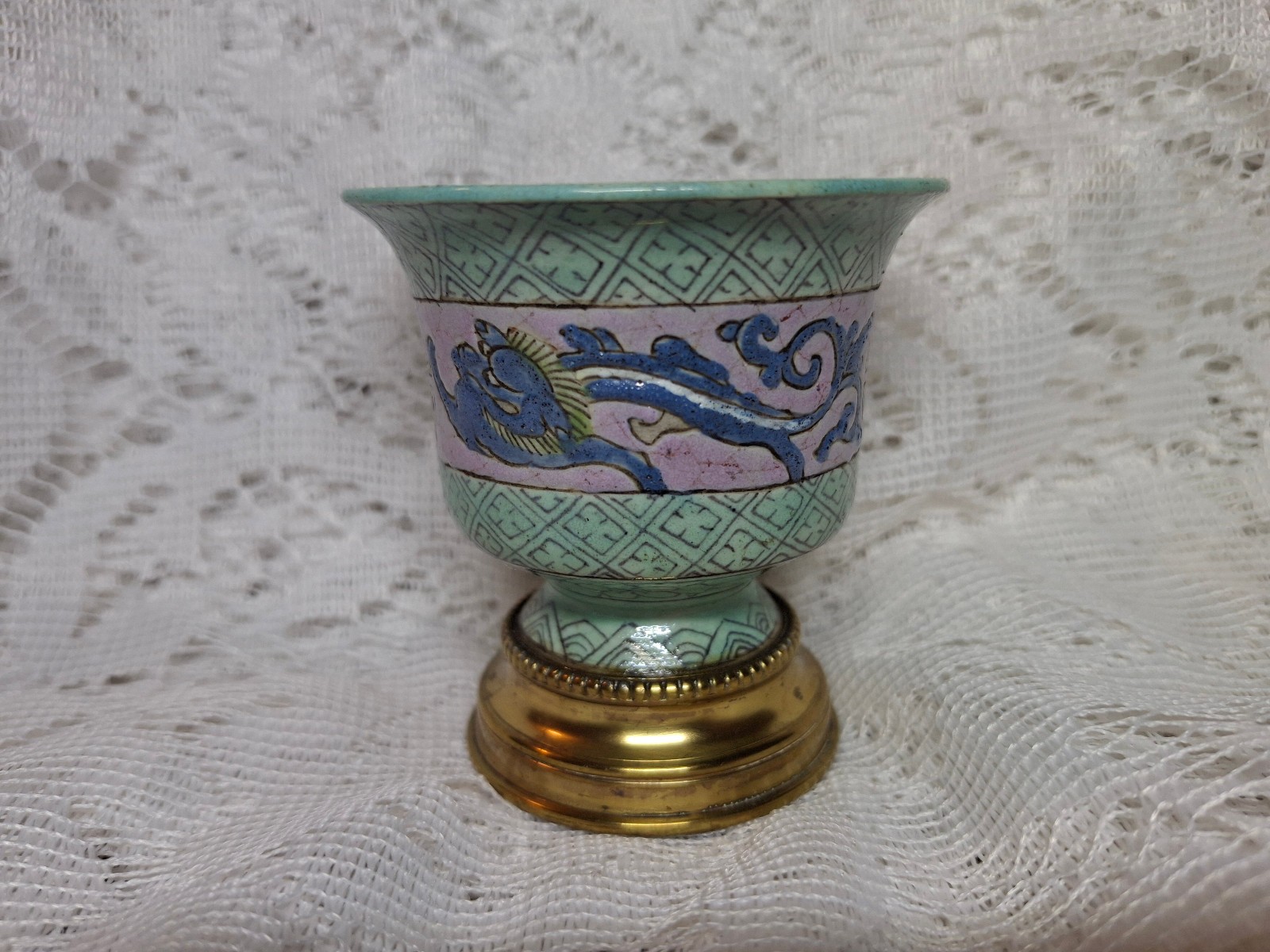Nicholas Haydon NYC Chinese Enamel Lamp Component or Finial Base