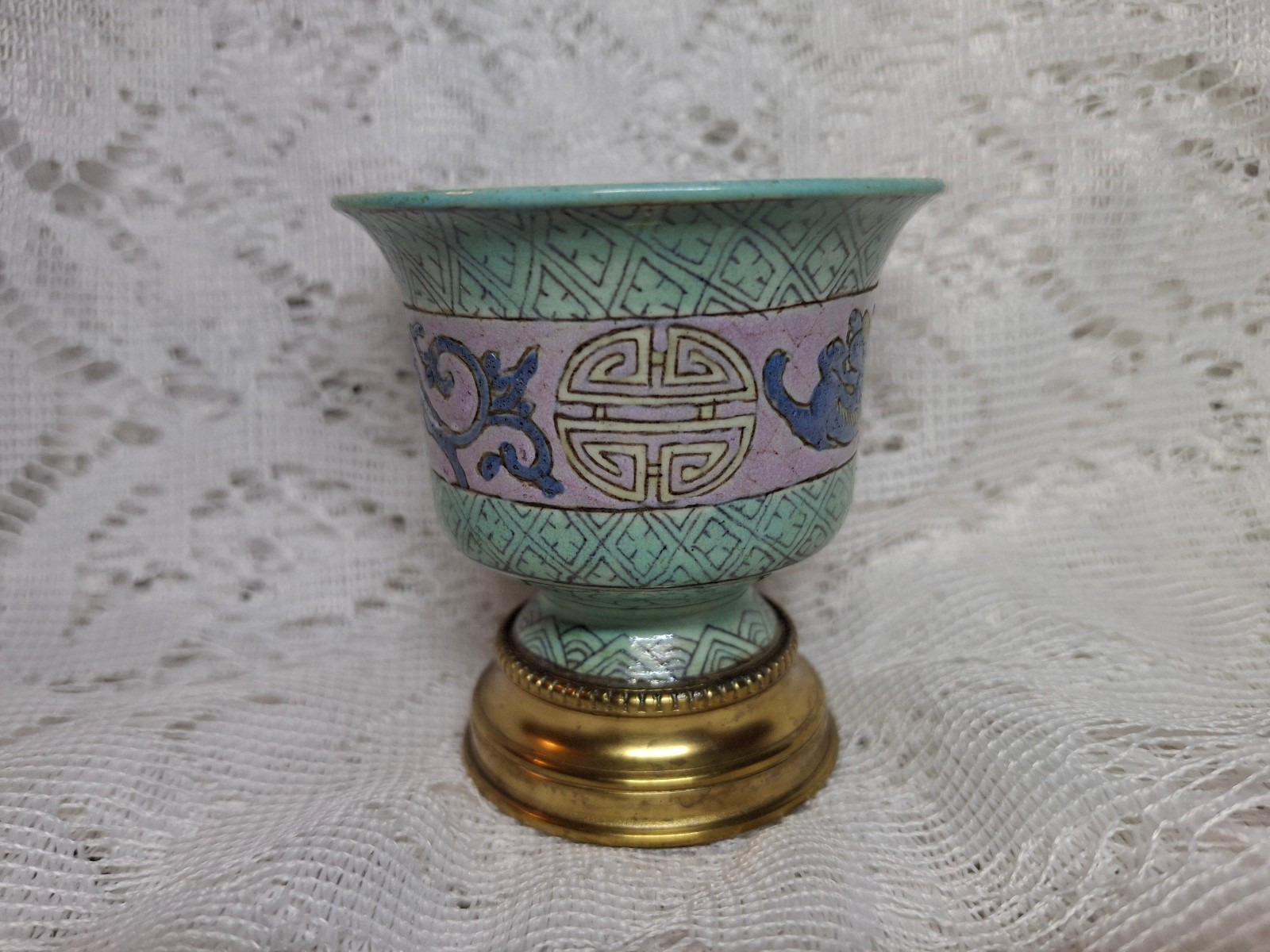 Nicholas Haydon NYC Chinese Enamel Lamp Component or Finial Base