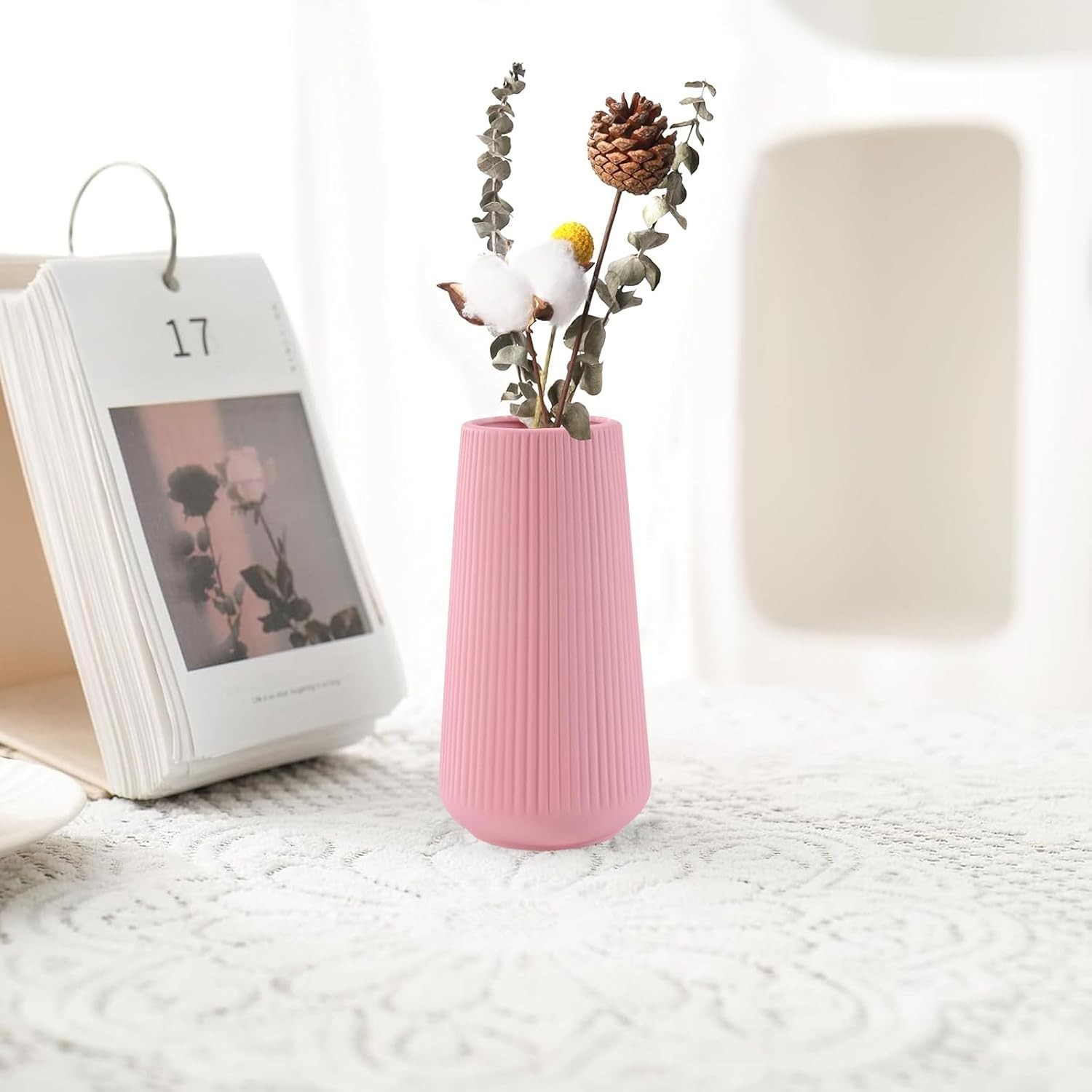 Versatile Small All Pink Ceramic Vase – Perfect for Dried & Fresh Flowers