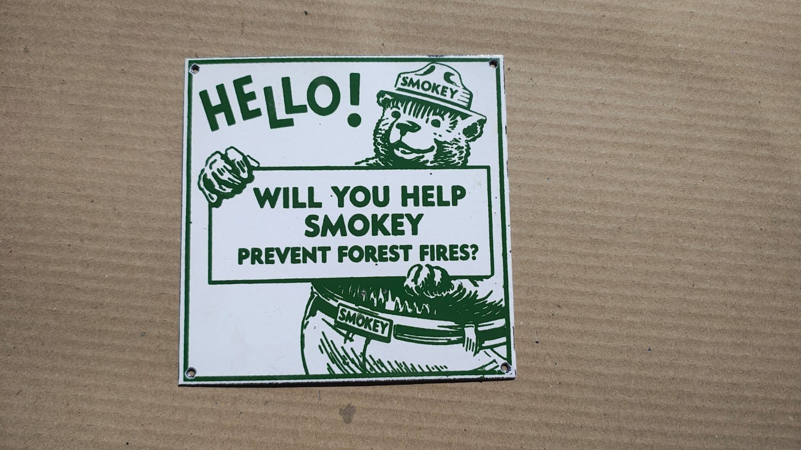 Porcelain Smokey Enamel Sign 6 x 6 Inches