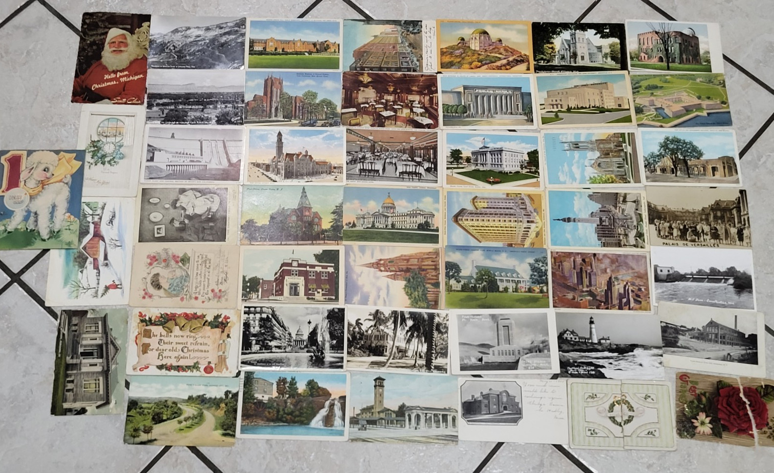 Lot of 48 Antique Vintage Post Cards Stamps Card Destination Christmas Birthday