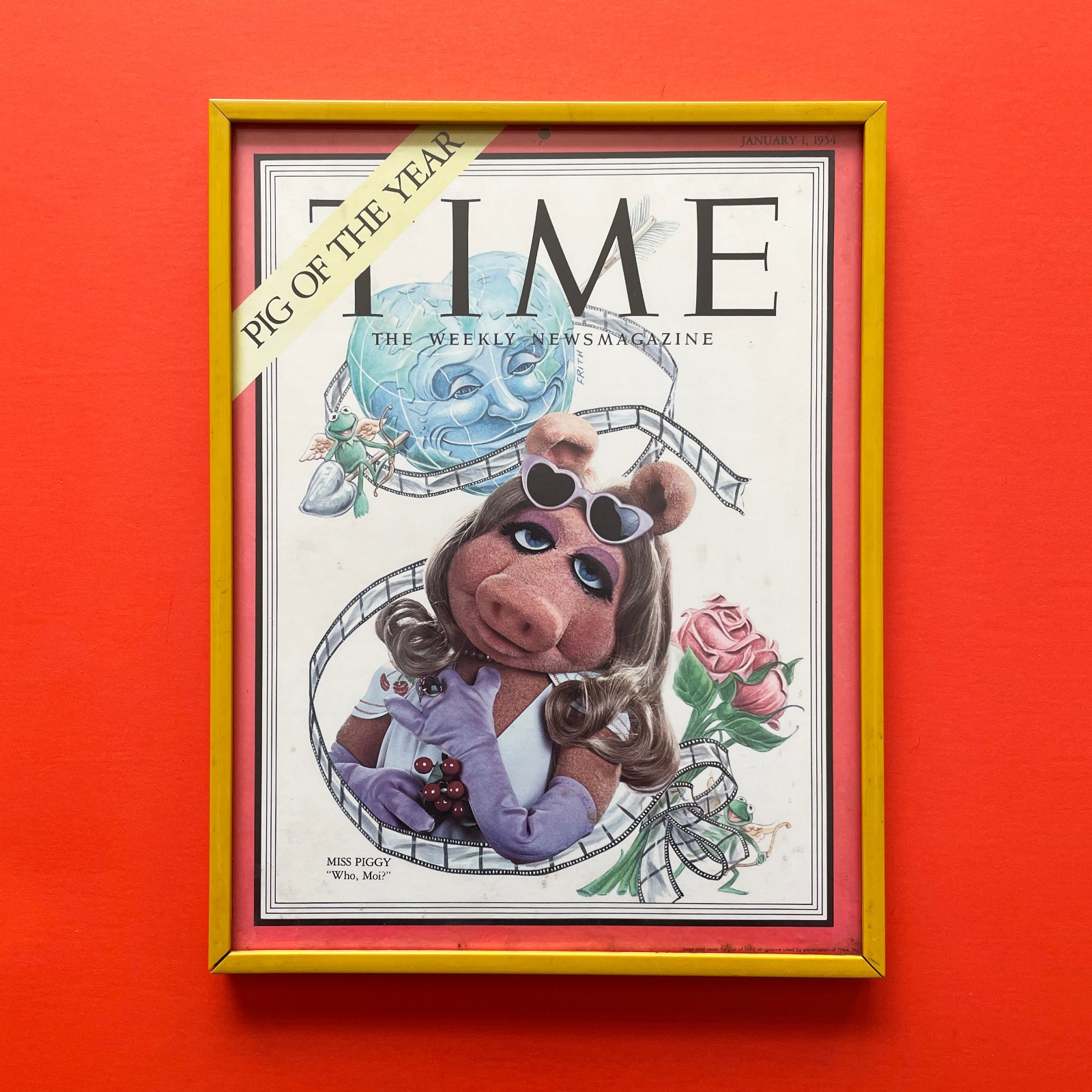 Miss Piggy Framed 1954 Time Magazine Cover • Pig Of The Year • Muppets • Kermit