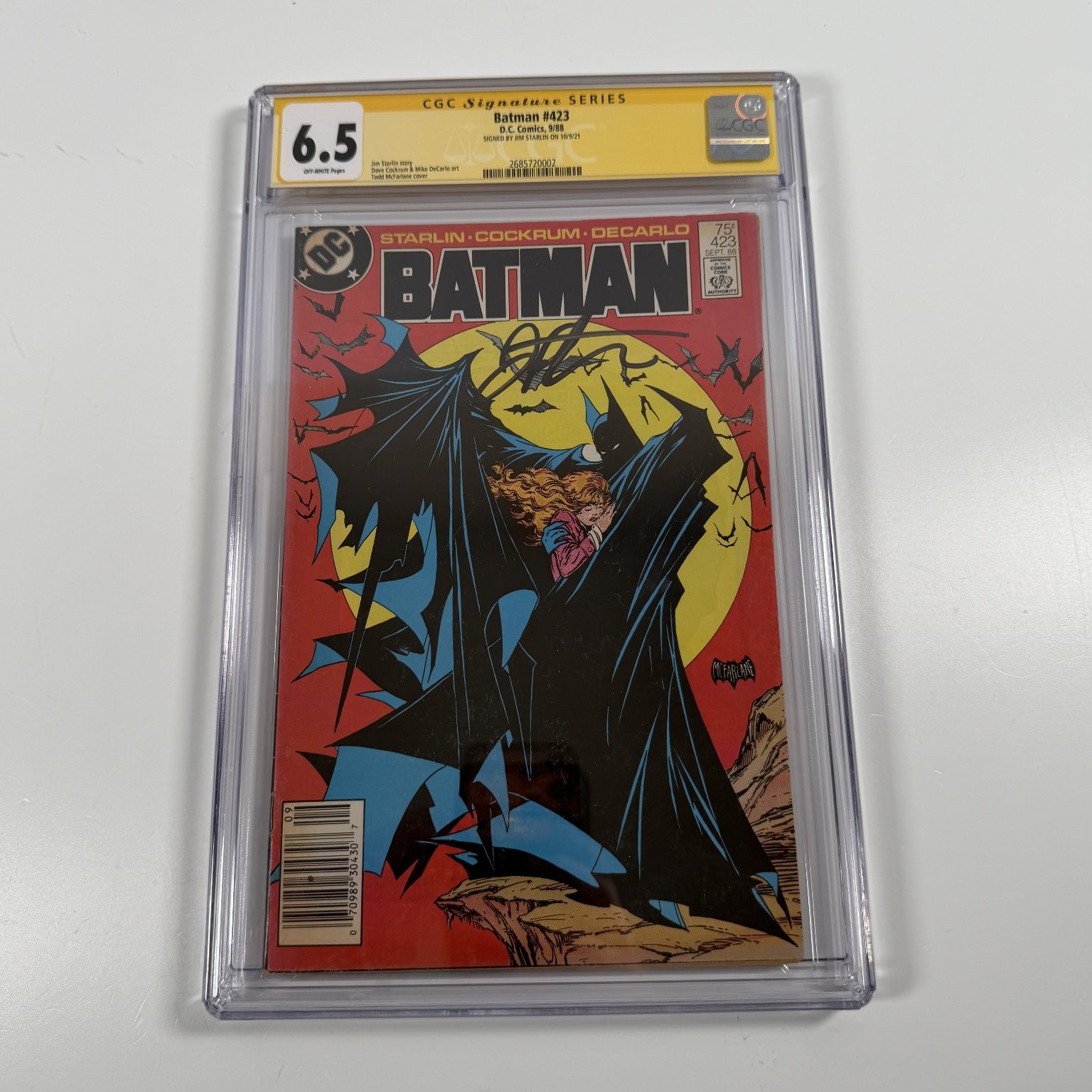 Batman #423 CGC 6.5 Signed Jim Starlin Off-White Pages DC 1988 1st Print