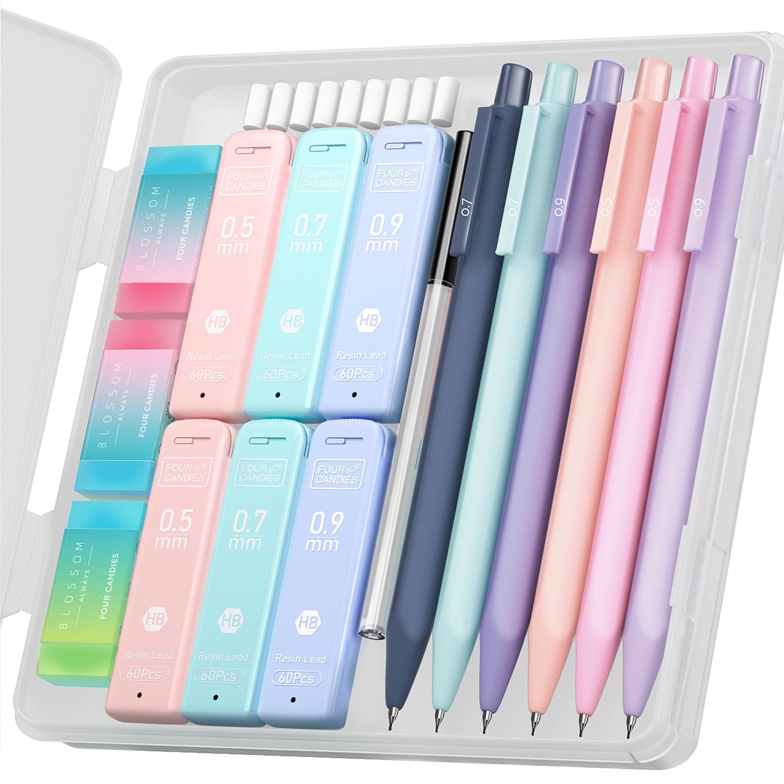 Four Candies Cute Mechanical Pencil Set, 6PCS 6 Count (Pack of 1), Multicolor