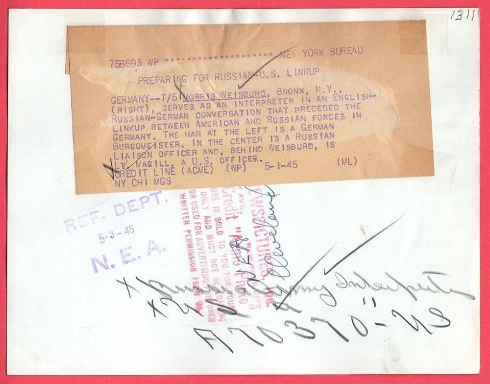 1945 Preparing for Russian US Linkup in Germany 6.5×8.5 Original News Photo