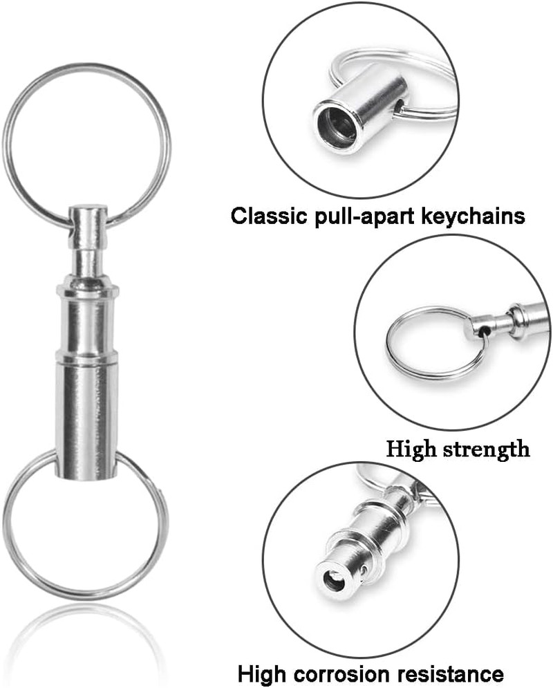 3 Pack Quick Release Detachable Keychain Dual Pull Apart Key Chain Spring Split