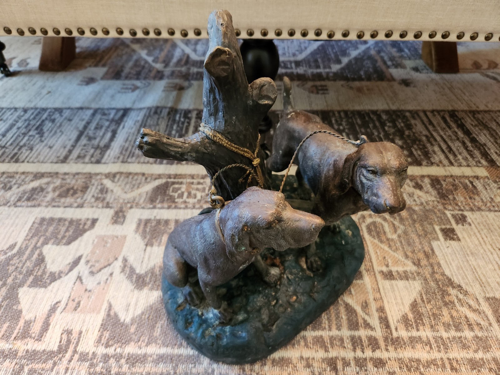 Vintage Grace Mott Johnson Signed “Hunting Dogs” Bloodhound Bronze Sculpture