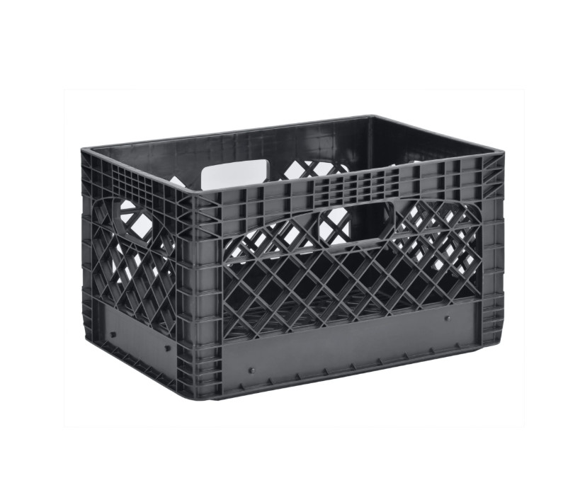 Juggernaut Storage 24QT Plastic Heavy-Duty Milk Crate, Black