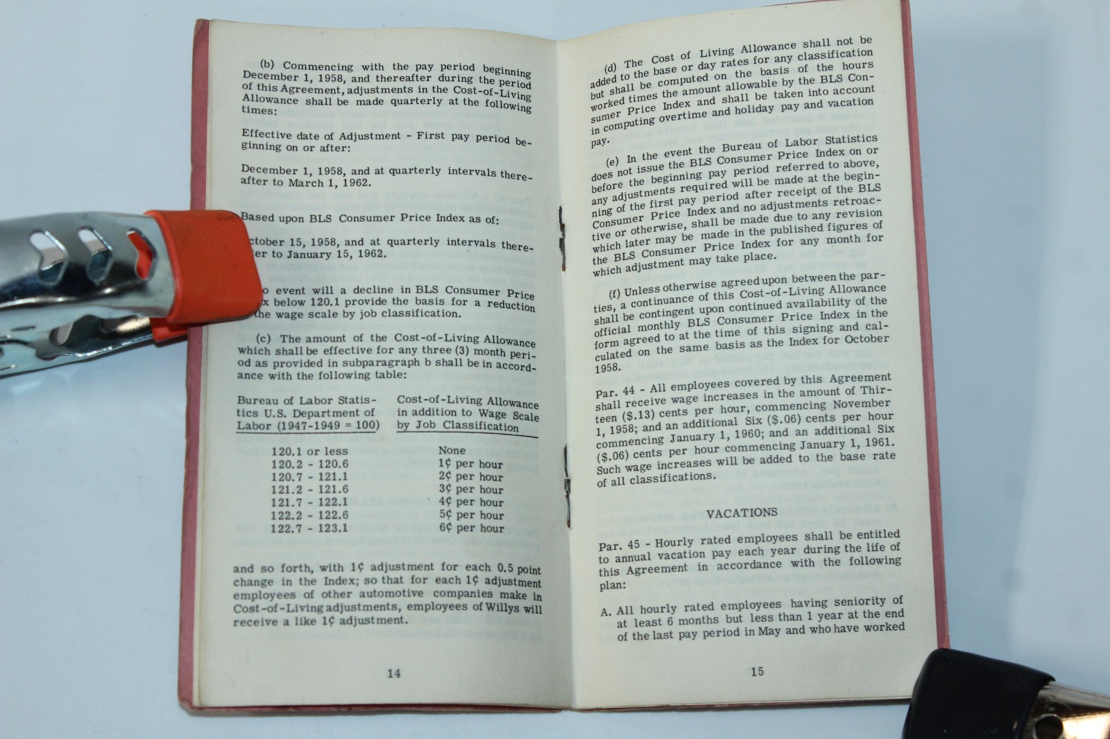 1959 Contract Agreement Book Willys Motors & International Machinists Lodge #105