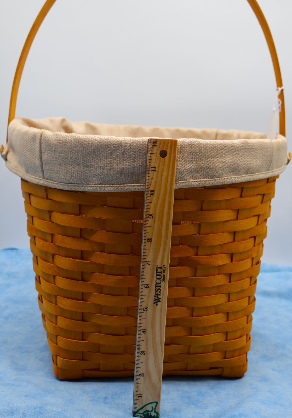 Longaberger 1998 Measuring Basket Large 14in Beige Liner Handle