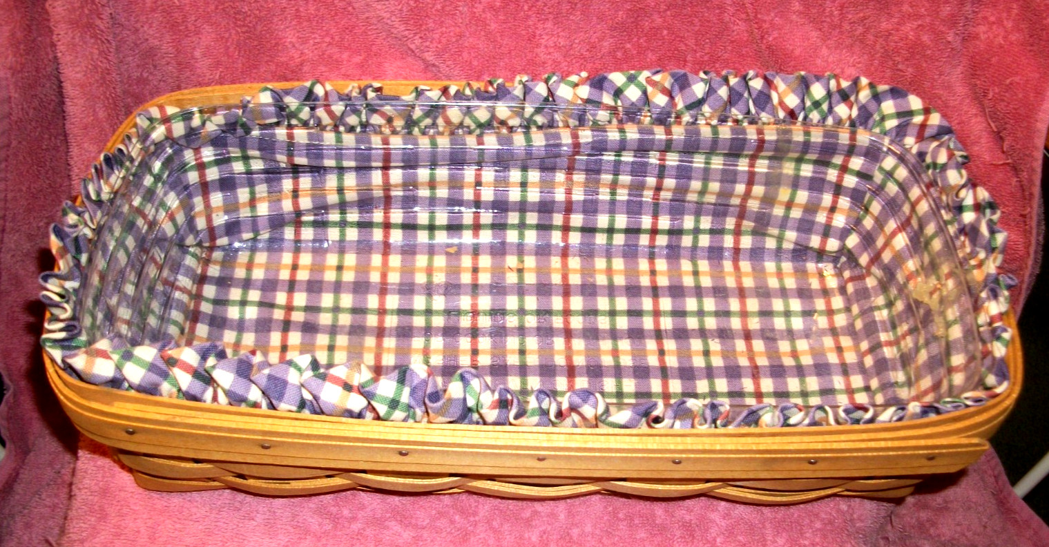 LONGABERGER – OBLONG BREAD BASKET W/ INSERTS – 15″ x 8″ x 4″ – 2000