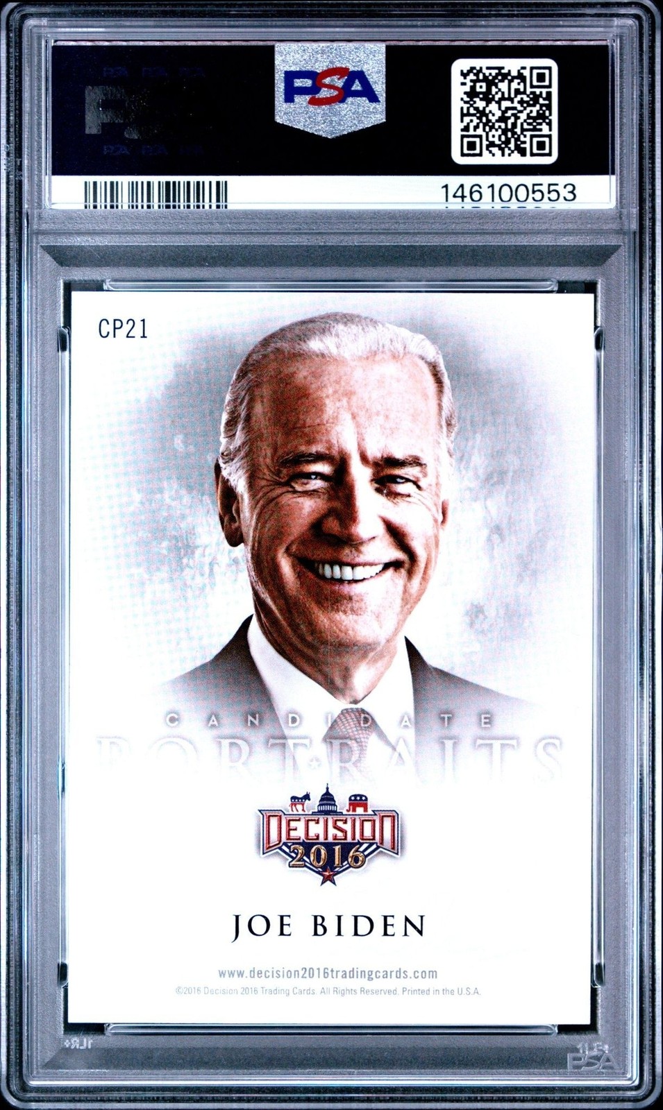 2022 Leaf Decision 2022 Vault 2016 Candidate Portraits Icy Blue Foil Joe PSA 7