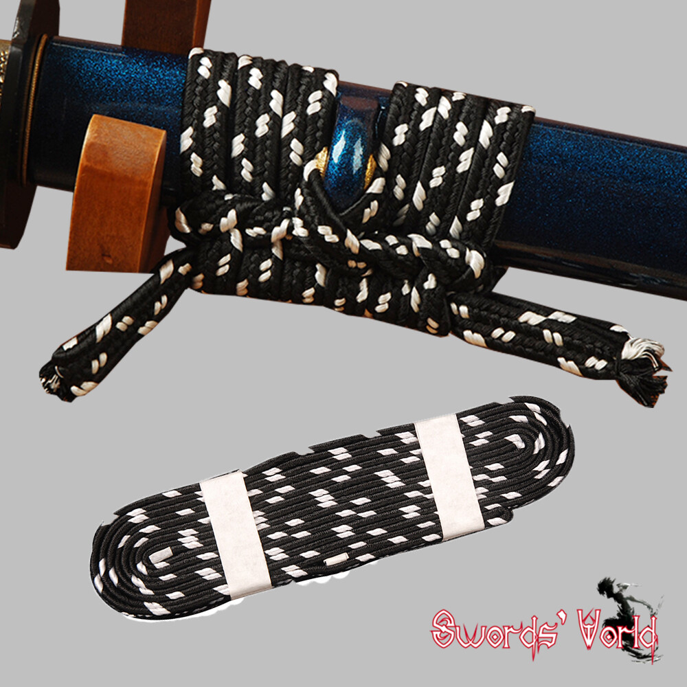3M Black &White Thick Synthetic Silk Sageo For Katana Tanto Wakizashi Sword Saya