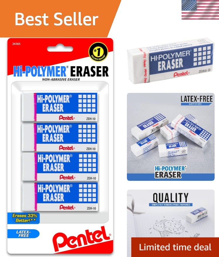 Precision Hi-Polymer Block Erasers, Large, Pack of 4 – Effortless Cleaning