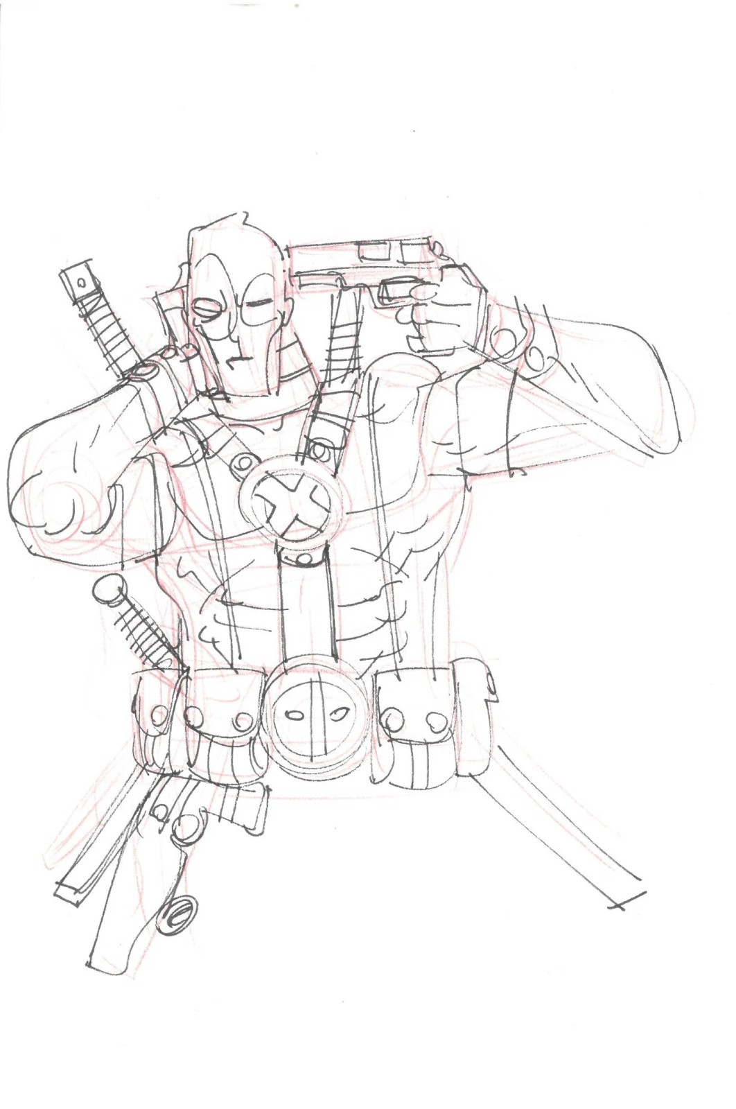 Eric Canete Deadpool Wade Wilson original ink sketch illustration art