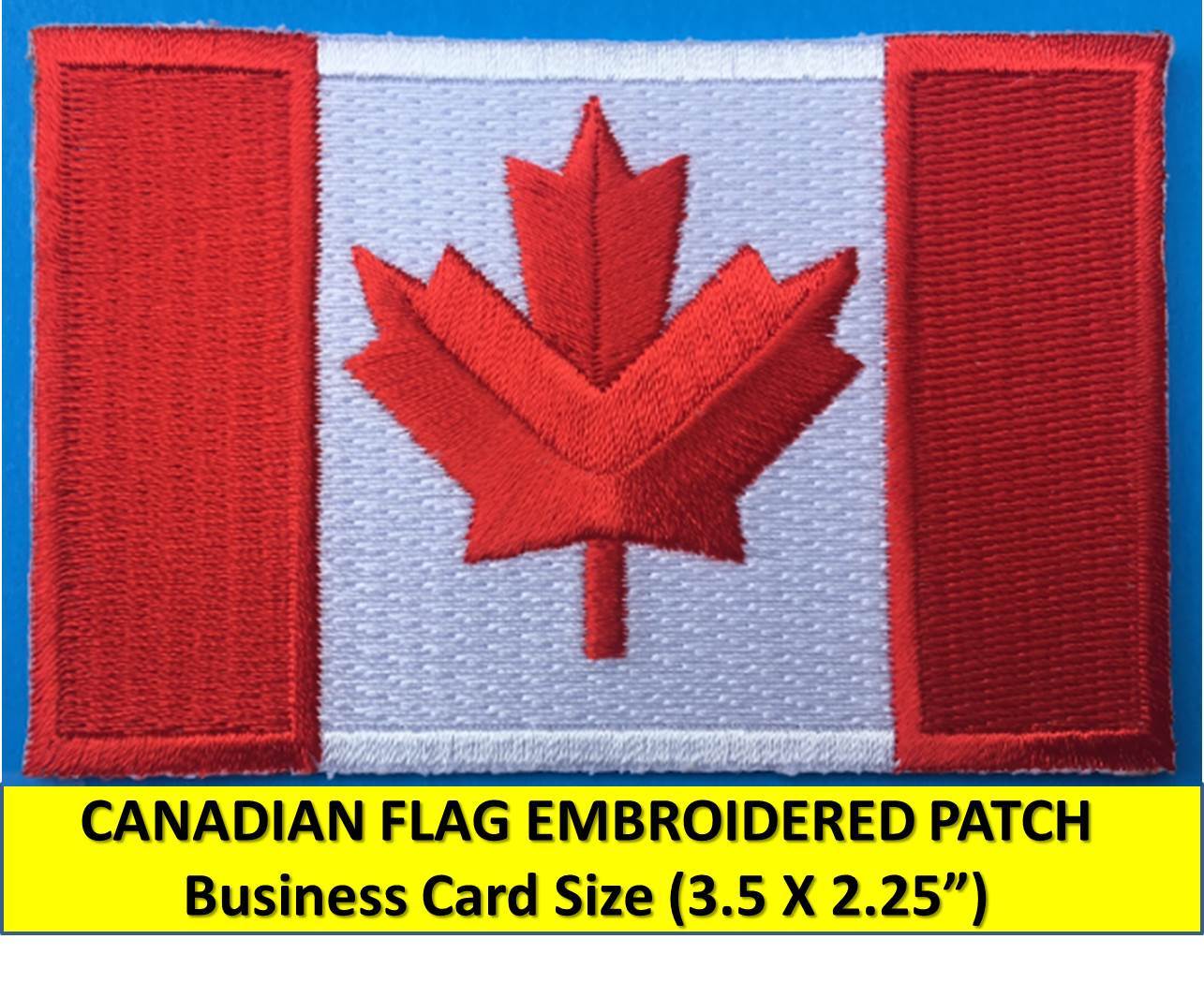 CANADIAN FLAG EMBROIDERED PATCH IRON-ON SEW-ON (3.5×2.25″) CANADA MAPLE LEAF RED