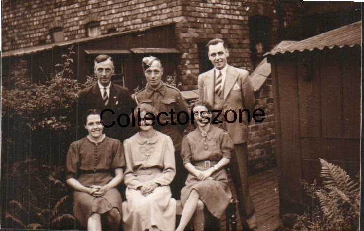1938 Crewe Soldier Family In Back Yard Photograph 3 x 2 inch
