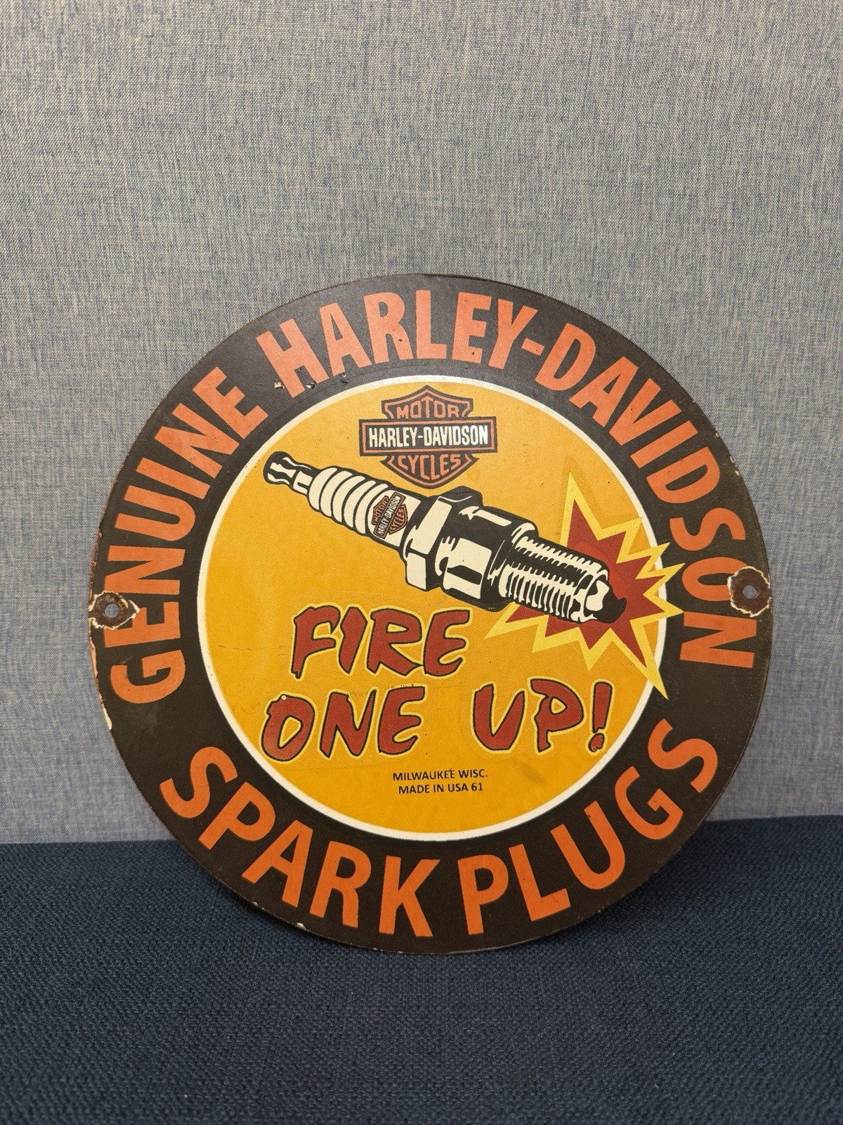 HARLEY DAVIDSON SPARK PLUGS PORCELAIN ENAMEL SIGN
