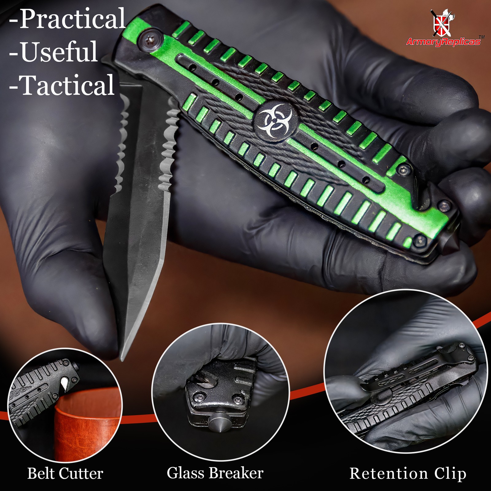 Zombie Killer Assisted Tactical Folding Pocket Knife Spear Point – Belt Cutter