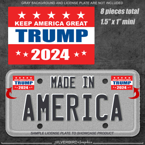 8x Trump president America license plate USA 2024 sticker MAGA hard hat bumper