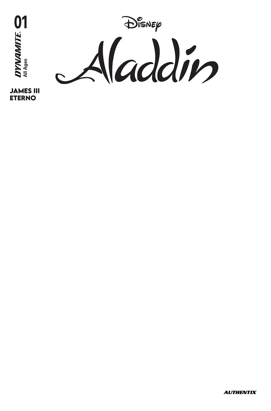 Aladdin #1 Blank Authentix Variant Cover E