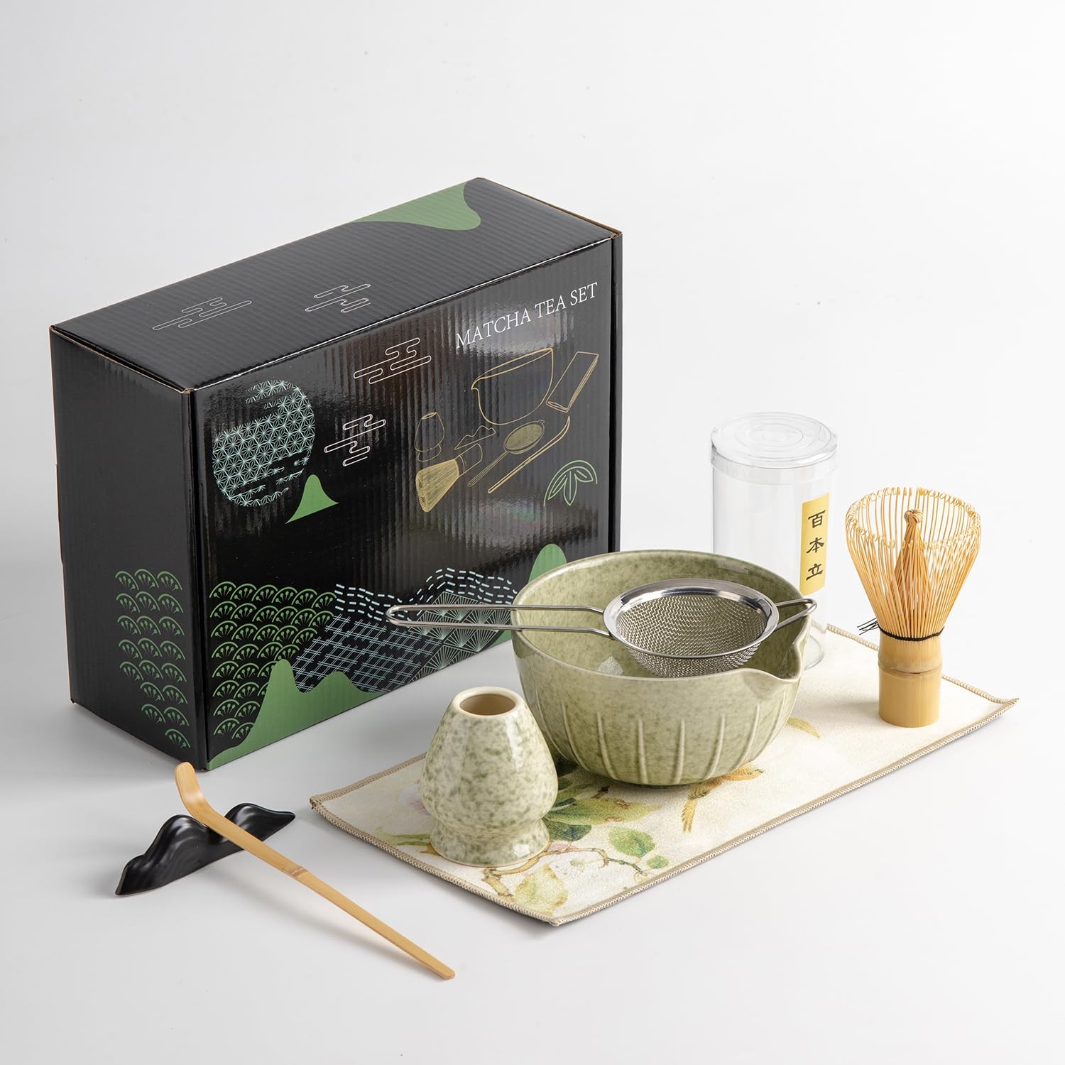 Matcha Whisk Set – 7PCS matcha kit ，Matcha Bowl with Spout, color