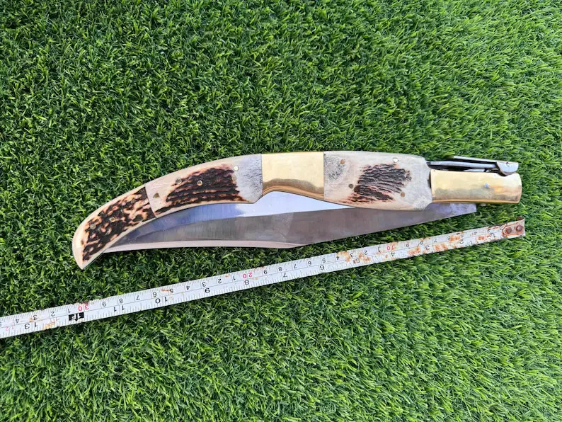 Handmade Spanish Folding Navaja Knife Stag Handle Steel Blade Gift for Him