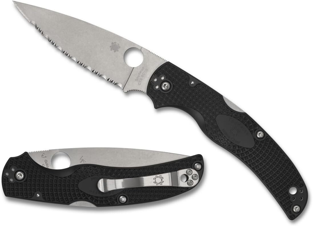 Spyderco Native Chief Black Lightweight Serrated Edge Folding 4.02″ Pocket Knife