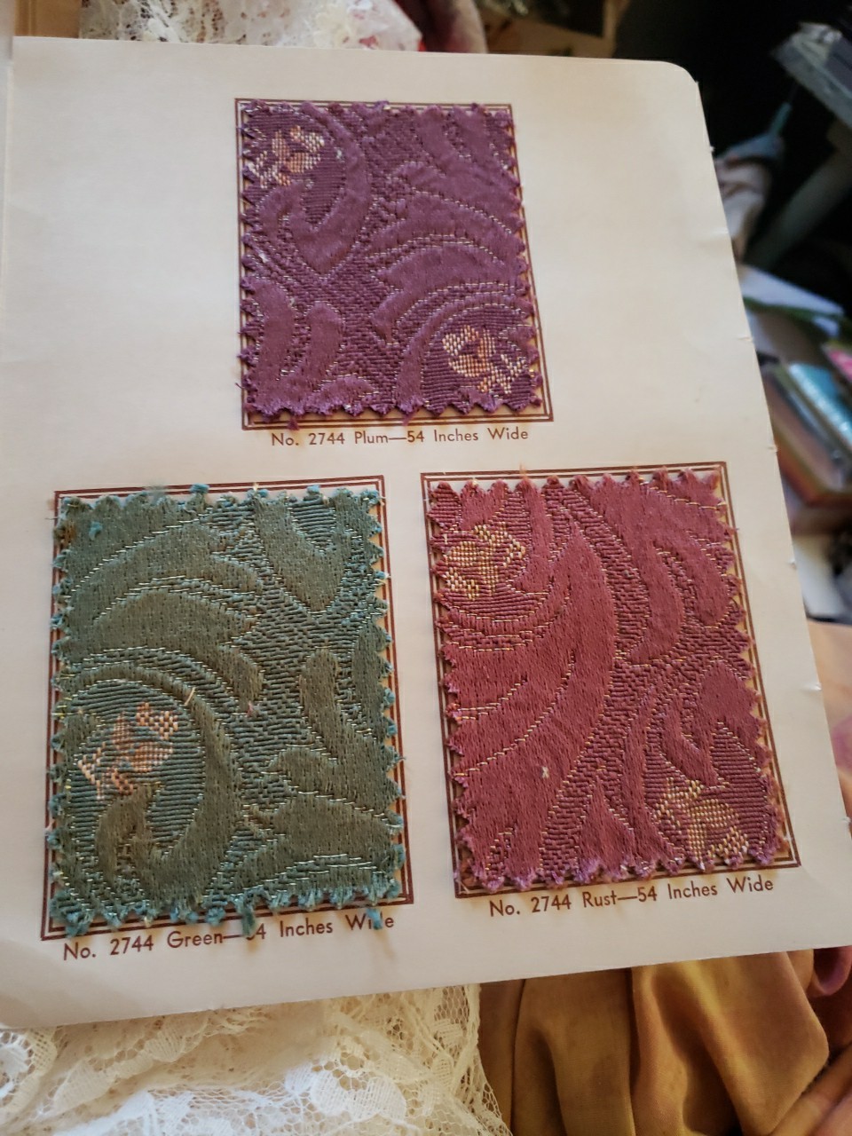 Antique Upholstery Fabrics Sample Book #2, The Pickwell Line, Chicago, Illinois