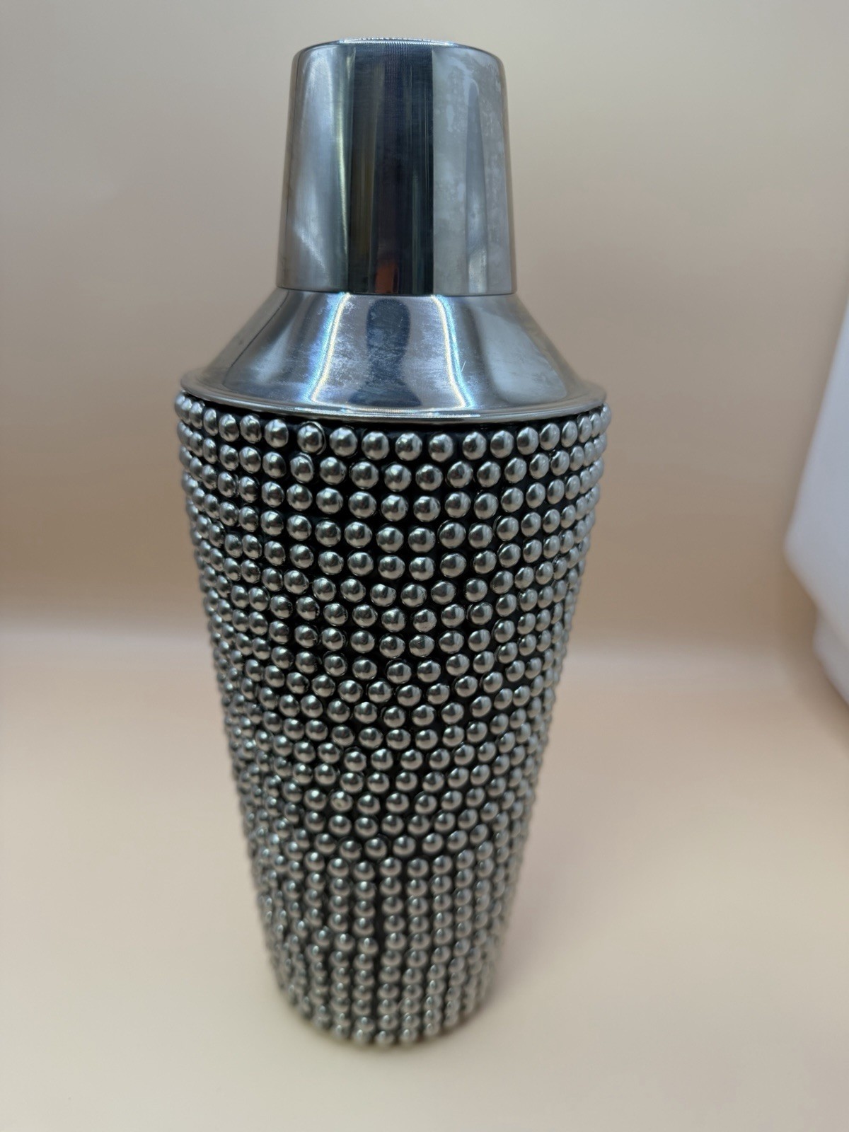 Vintage Rhinestone Cocktail Shaker Silver-Plated 9 Tarnished Glam Bar Cocktail