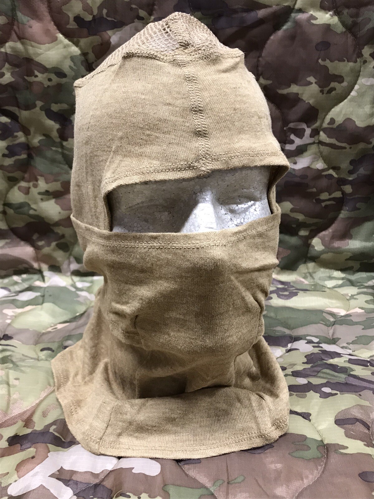 USMC Frog Balaclava Fire Resistant Protective Face Shield Tan Small / Medium NOS