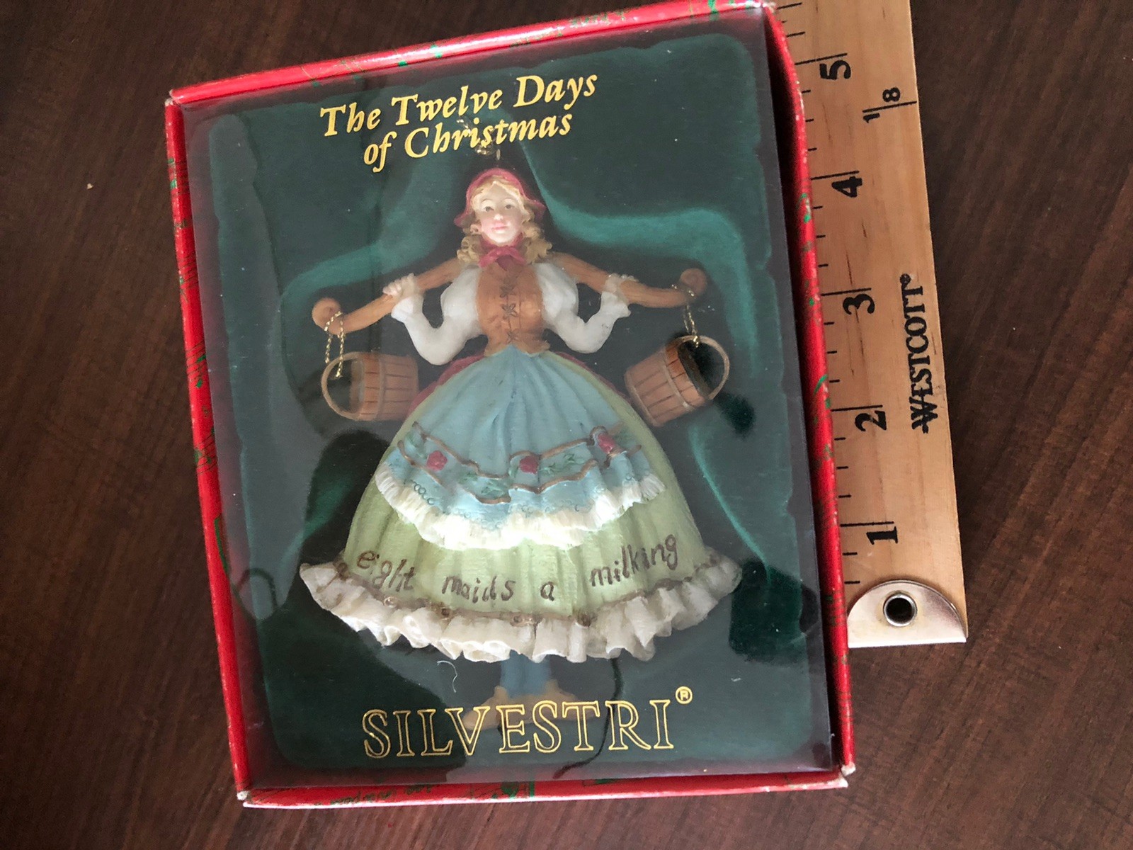 Vtg Silvestri Twelve Days Of Christmas 3D Ornament 8 Maids A Milking