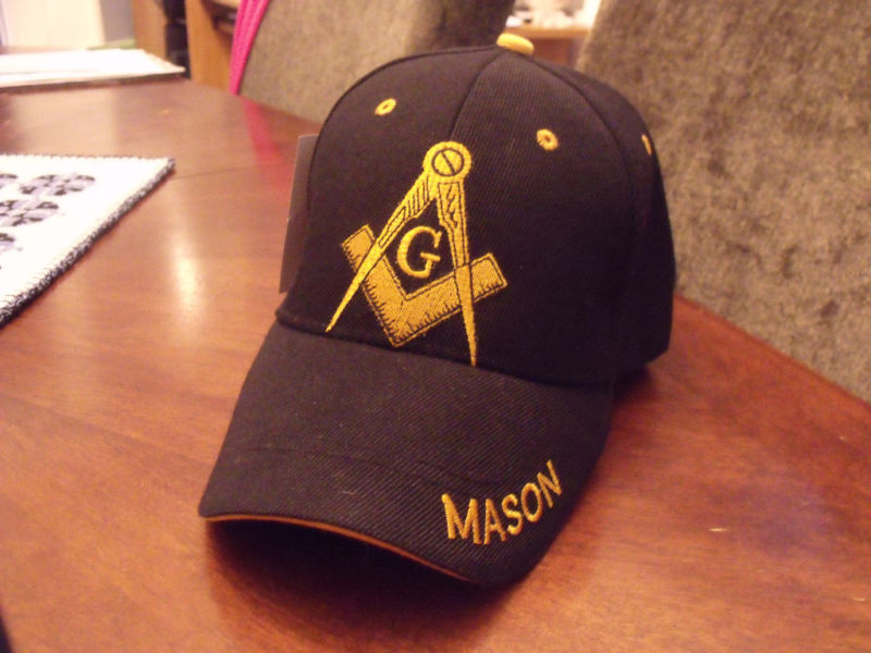 Masonic/Freemason HAT / CAP – Black w/Yellow Embroidery “Square & Compass”