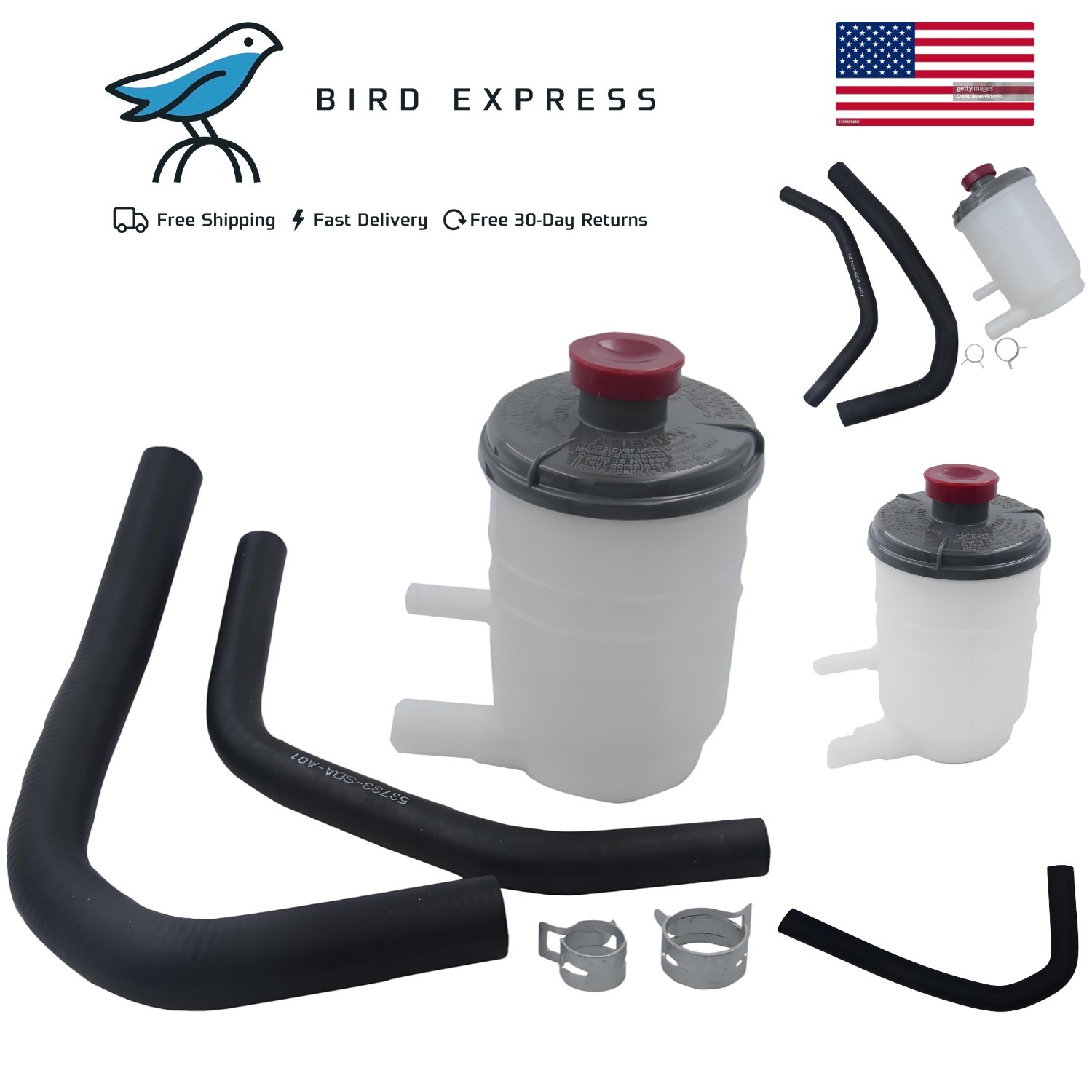 Power Steering Fluid Reservior with Suction and Return line Hose for Honda
