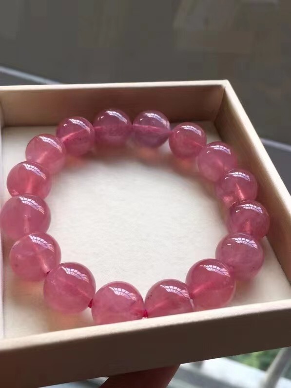 Genuine Natural Rose Quartz Crystal Madagascar Round Beads Bracelet AAAA 13mm