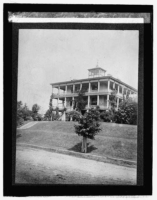 1926 Historic Mansion House Exterior Porch Lawn Black and White Photo