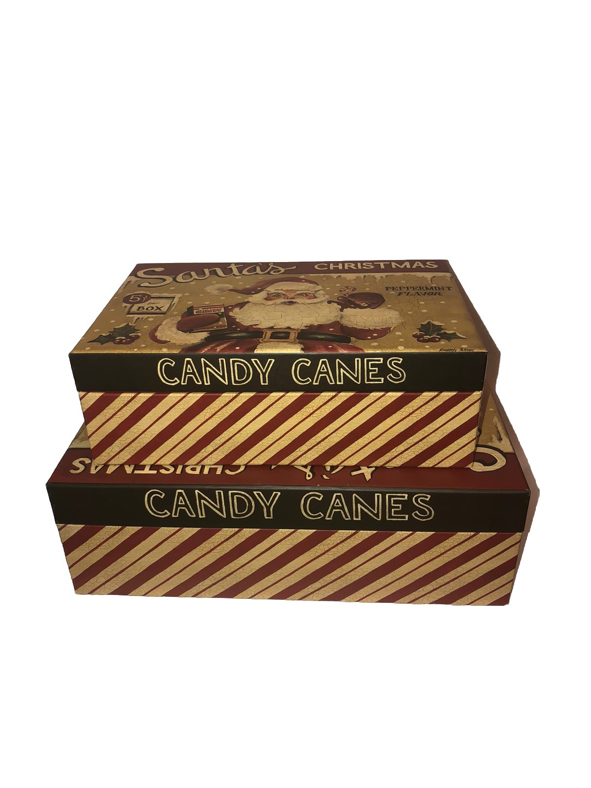 Set 2 Nesting ￼🎄 Stacking Lang Boxes Santa Claus Christmas Heavy Duty