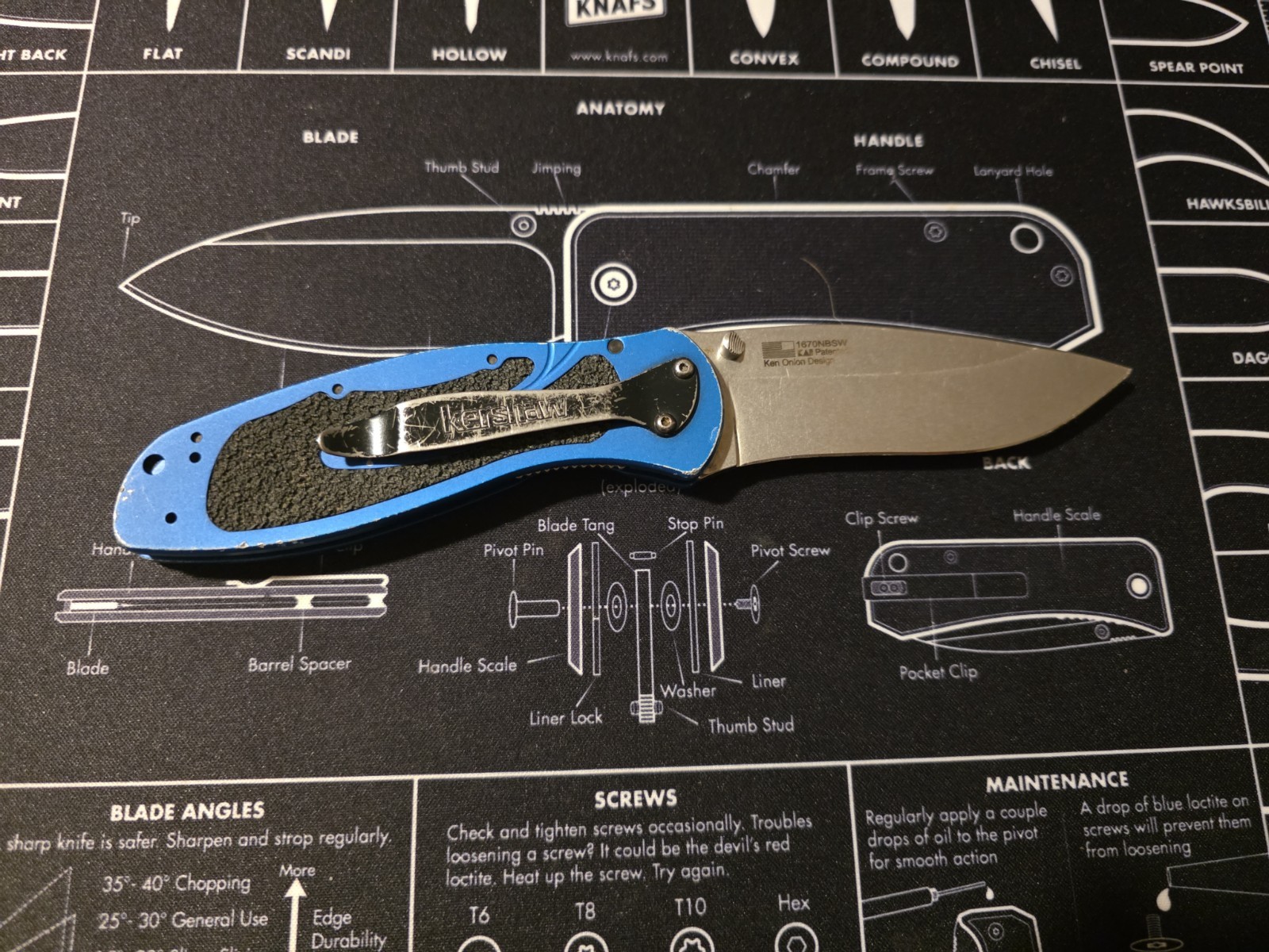 Kershaw Blur Navy Blue 1670NBSW Assisted Knife USA Ken Onion Stonewash Blade