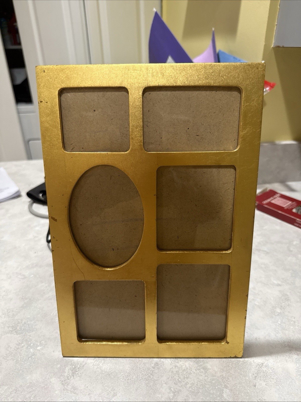 Vintage Gold Metal Collage Picture Frame Multi-Photo Tabletop &Wall Display