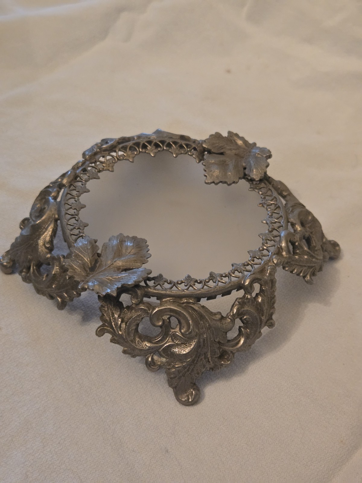 Antique Victorian Silverplate Footed Compote with Frosted Glass Insert – 6″